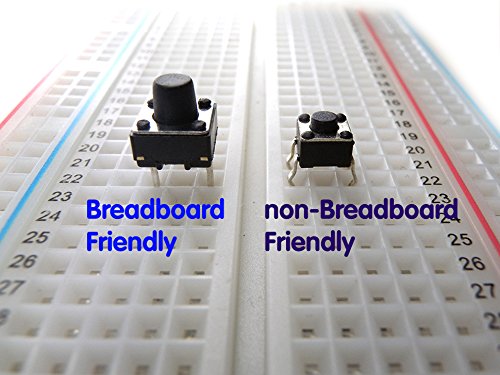MakerSpot 6mm 2 Pin Panel PCB Momentary Tactile Tact Push Button Switch Through Hole Breadboard Friendly x 10 Pack