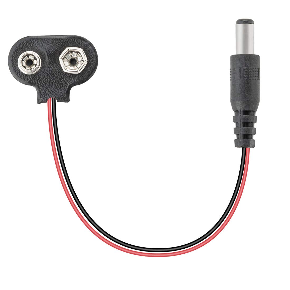 9v Battery Clip with 5.5mm/2.1mm Plug, 10PCS 9v Battery Adapter for Arduino T Type