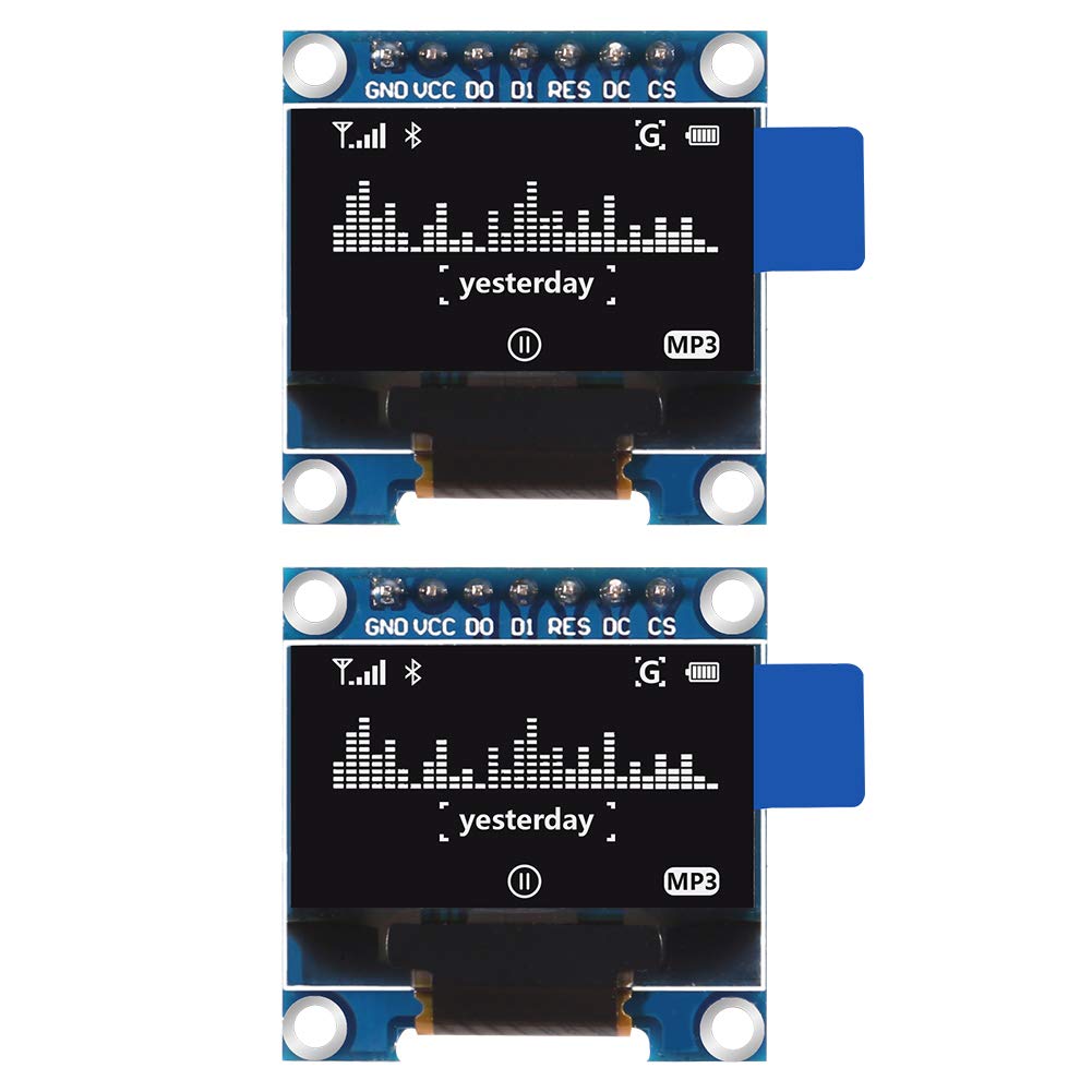 MELIFE 2Pcs 0.96" SSD1306 7 Pin SPI OLED Display, 0.96 Inch Module 128X64 Module DC3-5V for Arduino - White