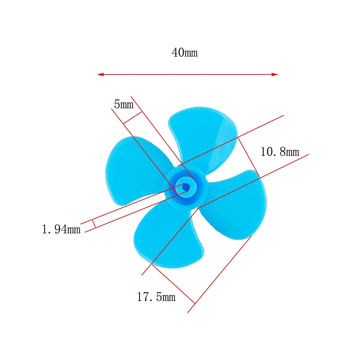 nw 40pcs Micro 2mm Shaft Propeller with 4 Vanes and 3 Vanes,40mm and 80mm Fan Leaves RC Boat Propeller Micro DC Motor Propeller for DIY Science and Toys