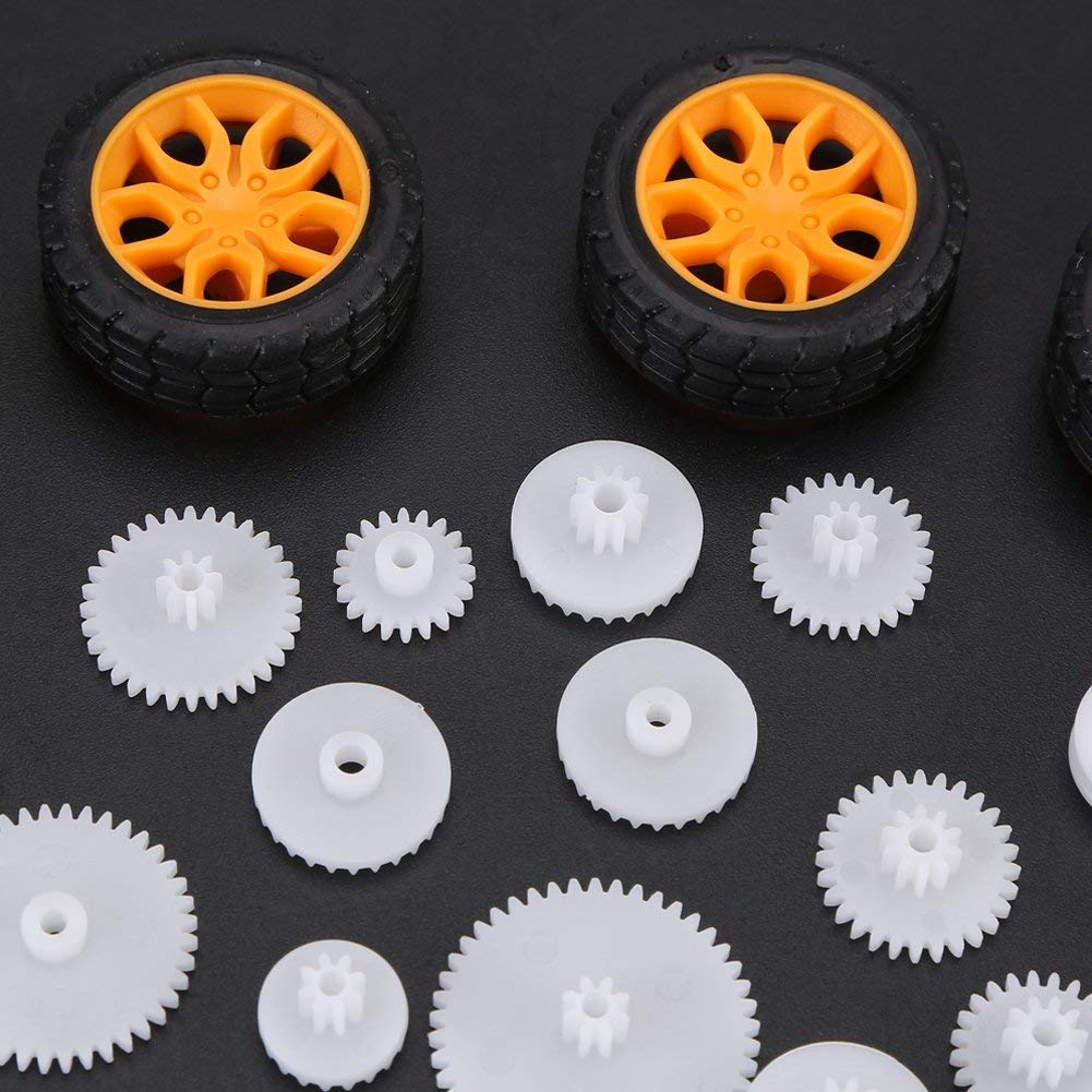 78Pcs Plastic Spindle Worm Gear Set Motor Gear Kits DIY Robot Gear Pulley Belt Assembly for Robot Toy Automobile Cars DIY Kit