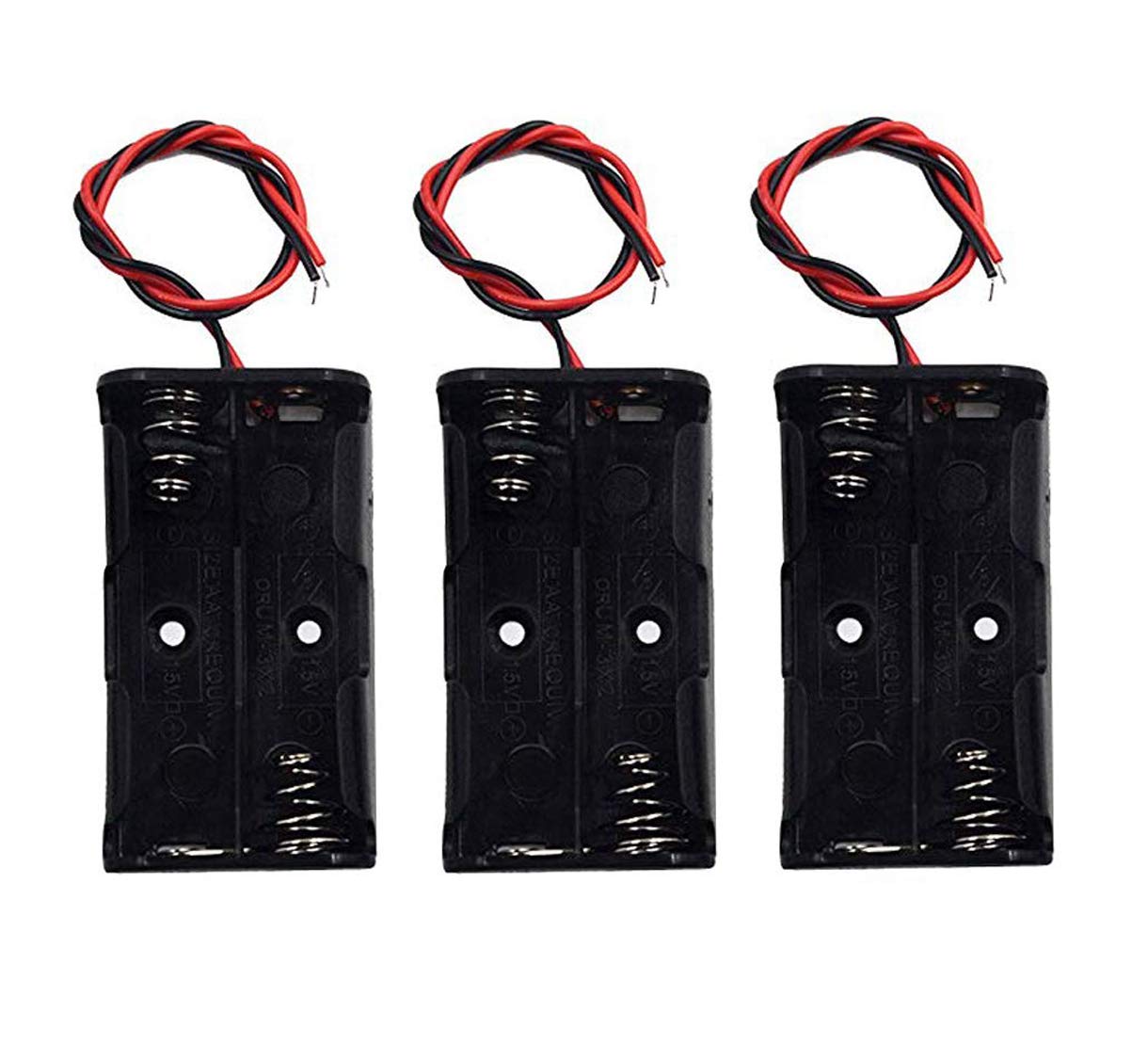 LAMPVPATH (Pack of 3) 2 AA Battery Holder, 2 AA Battery Holder with Leads, 2 AA Battery Holder with Wires