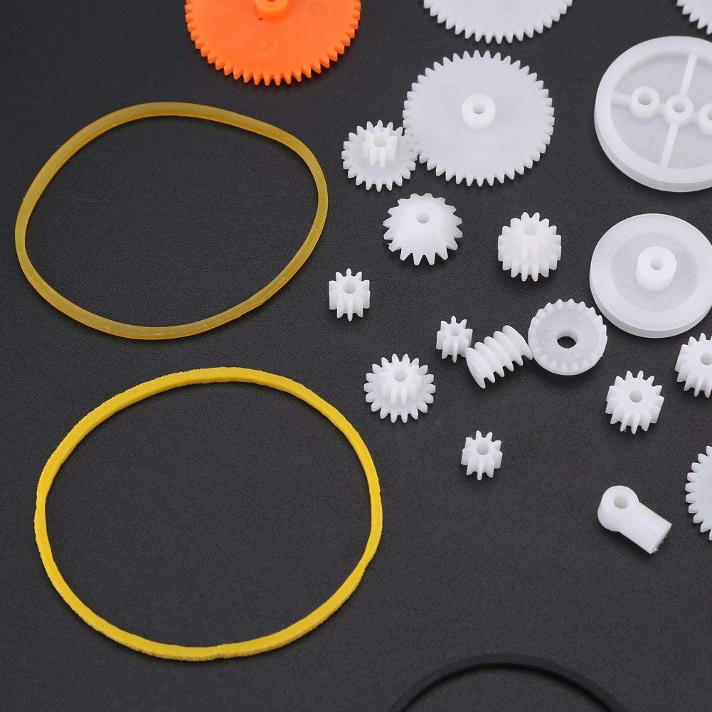 78Pcs Plastic Spindle Worm Gear Set Motor Gear Kits DIY Robot Gear Pulley Belt Assembly for Robot Toy Automobile Cars DIY Kit