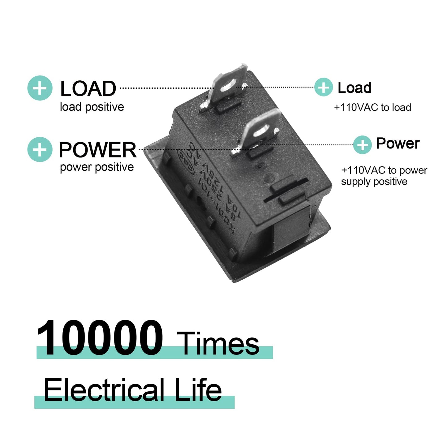5Pcs On/Off Boat Rocker Switch 5Pcs 2 Pin Position Snap 12V 110V 250V QTEATAK