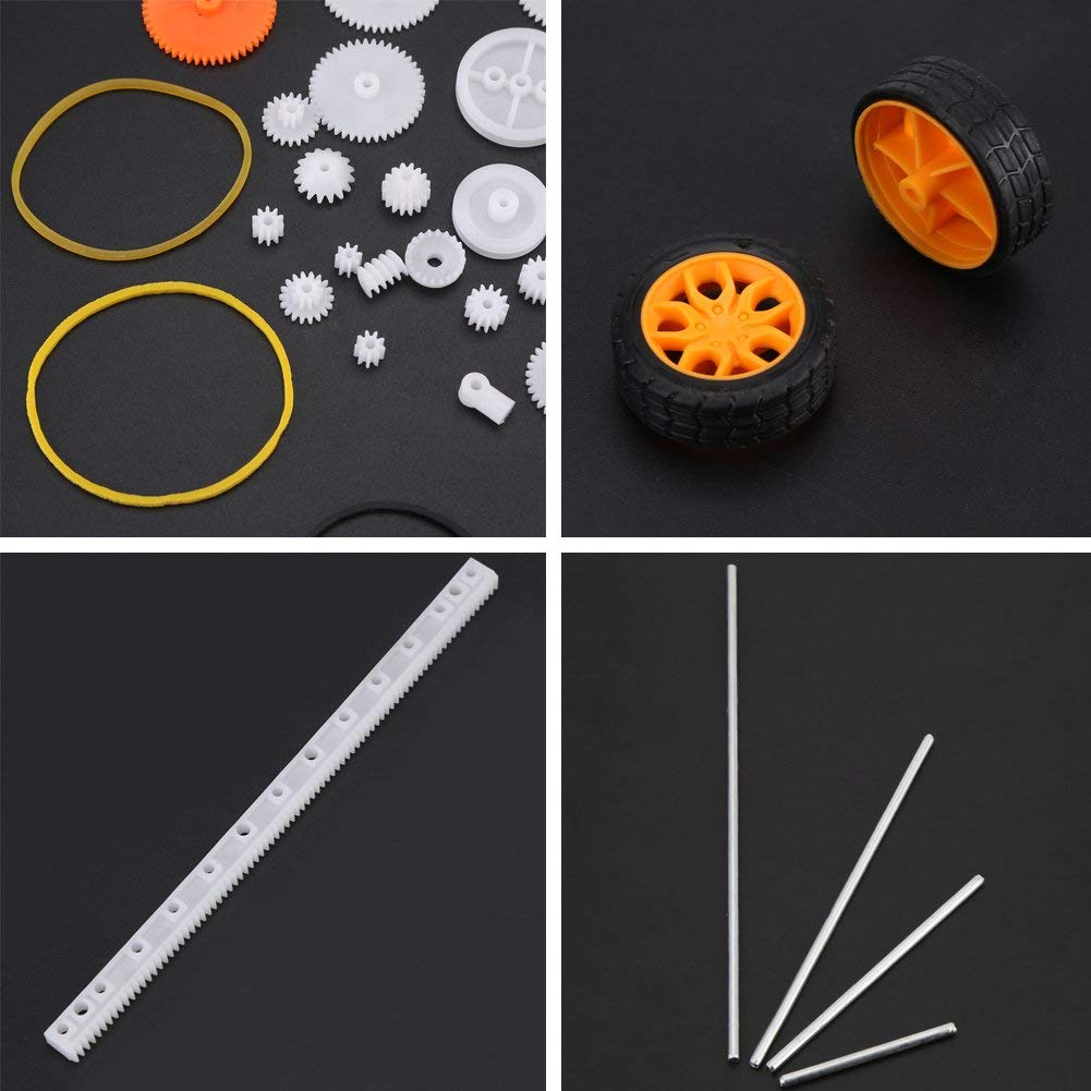 78Pcs Plastic Spindle Worm Gear Set Motor Gear Kits DIY Robot Gear Pulley Belt Assembly for Robot Toy Automobile Cars DIY Kit