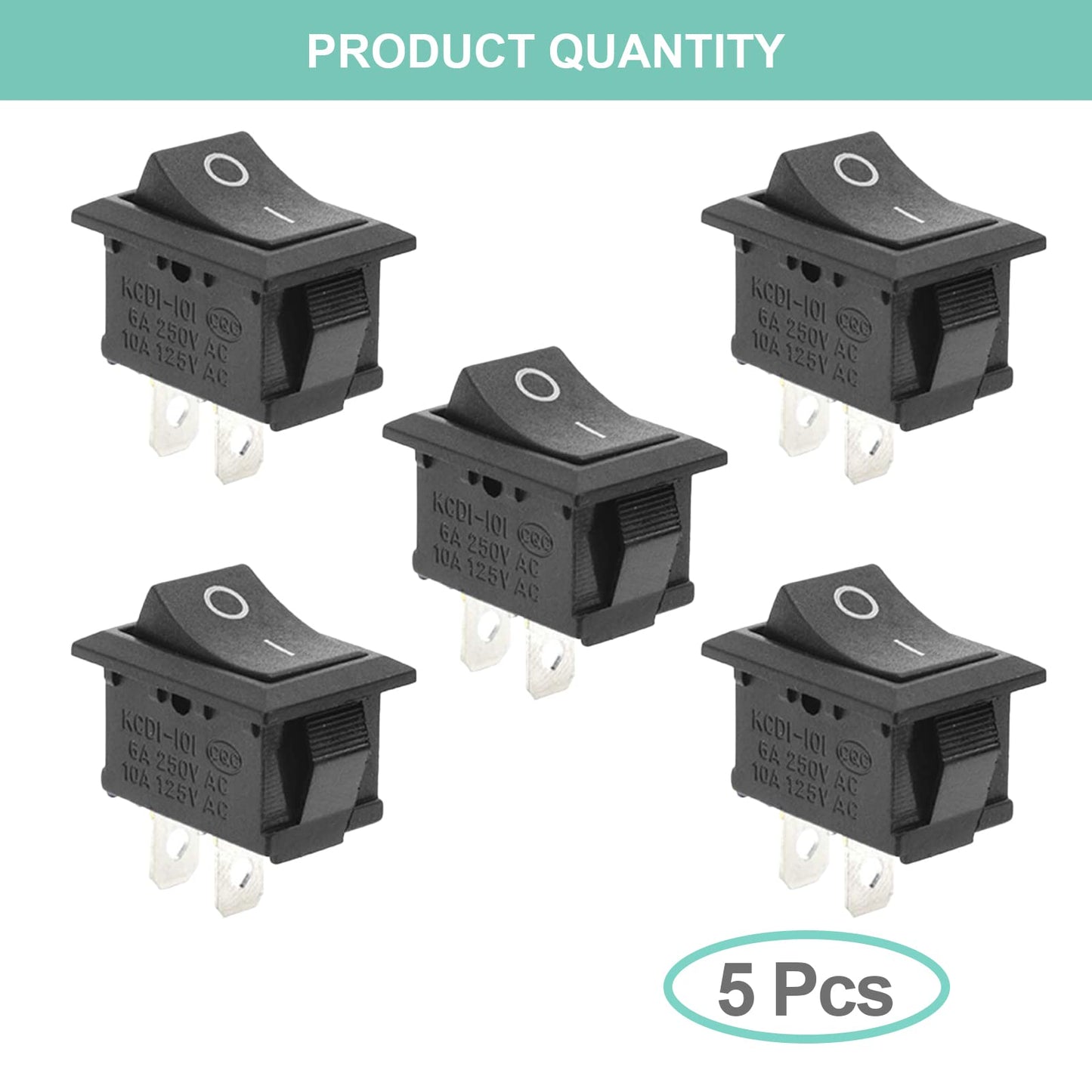 5Pcs On/Off Boat Rocker Switch 5Pcs 2 Pin Position Snap 12V 110V 250V QTEATAK