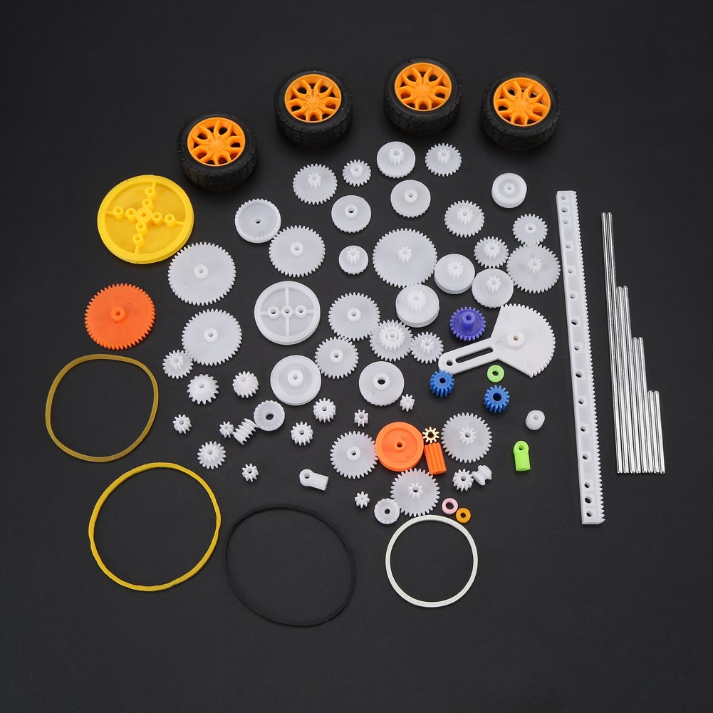 78Pcs Plastic Spindle Worm Gear Set Motor Gear Kits DIY Robot Gear Pulley Belt Assembly for Robot Toy Automobile Cars DIY Kit