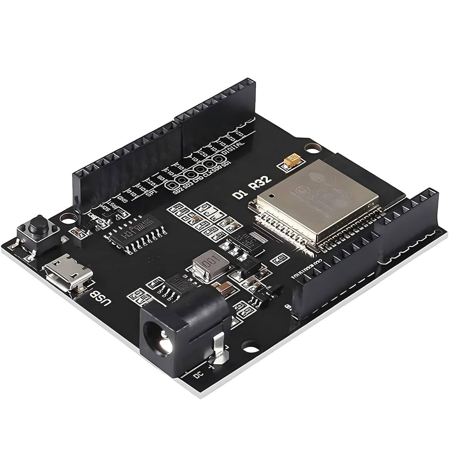 Esp32 Development Board UNO D1-4MB Flash UNO D1 R32 CH340G USB, Dual-core Processor, 240MHz, 520KB SRAM 3.2V Large Input Compatible with arduino