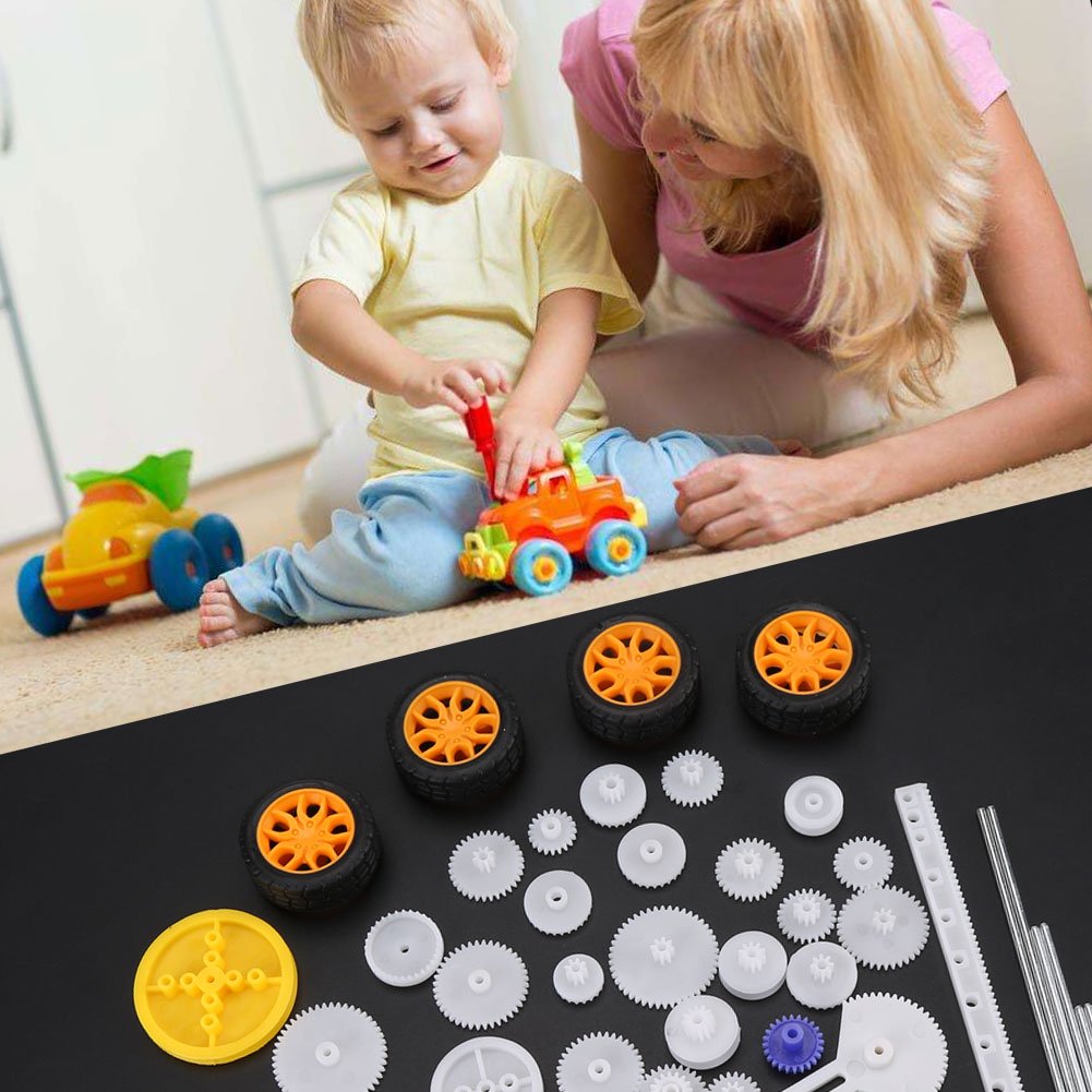 78Pcs Plastic Spindle Worm Gear Set Motor Gear Kits DIY Robot Gear Pulley Belt Assembly for Robot Toy Automobile Cars DIY Kit
