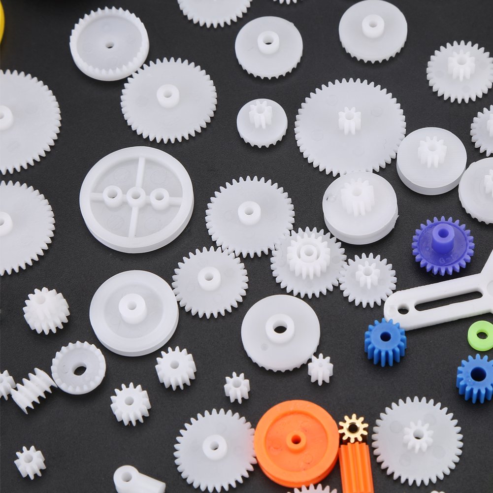 78Pcs Plastic Spindle Worm Gear Set Motor Gear Kits DIY Robot Gear Pulley Belt Assembly for Robot Toy Automobile Cars DIY Kit