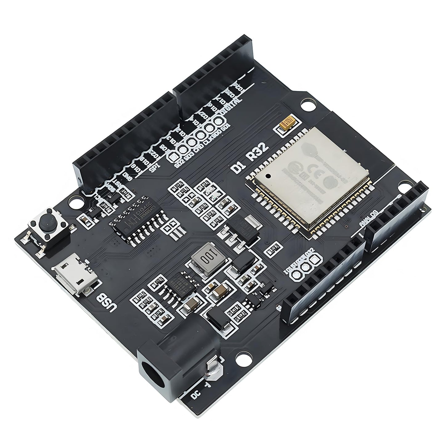 Esp32 Development Board UNO D1-4MB Flash UNO D1 R32 CH340G USB, Dual-core Processor, 240MHz, 520KB SRAM 3.2V Large Input Compatible with arduino