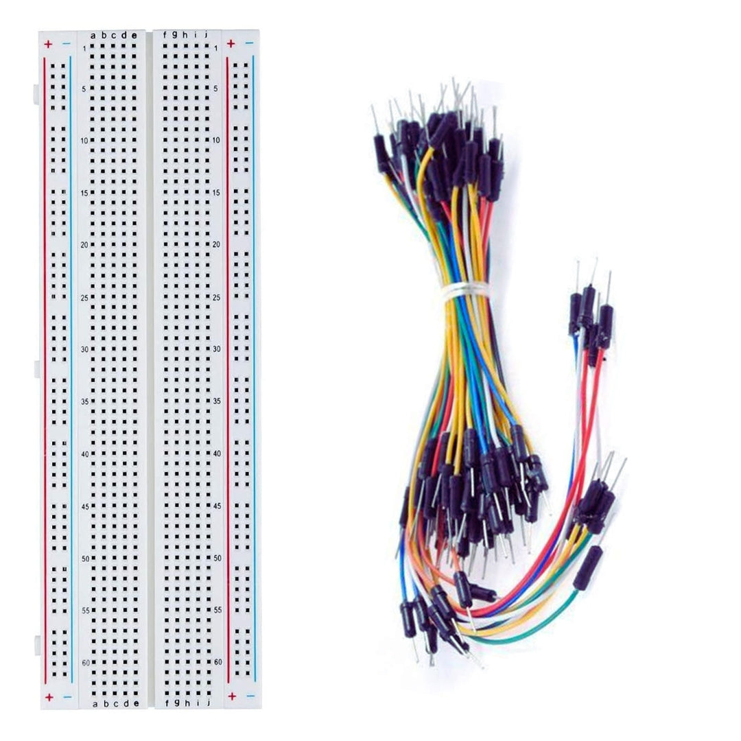 MB-102 Solderless Breadboard with 65 Male to Male Jumper Wires - Electronics Prototyping Kit