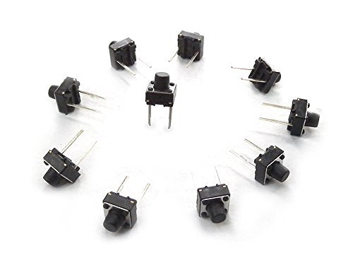 MakerSpot 6mm 2 Pin Panel PCB Momentary Tactile Tact Push Button Switch Through Hole Breadboard Friendly x 10 Pack