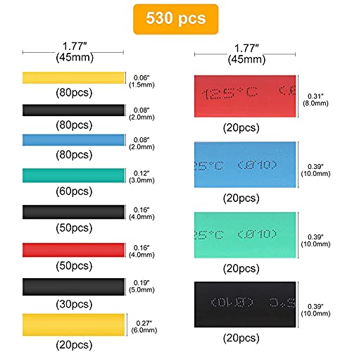 530pcs Heat Shrink Tubing Kit