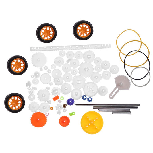 78Pcs Plastic Spindle Worm Gear Set Motor Gear Kits DIY Robot Gear Pulley Belt Assembly for Robot Toy Automobile Cars DIY Kit