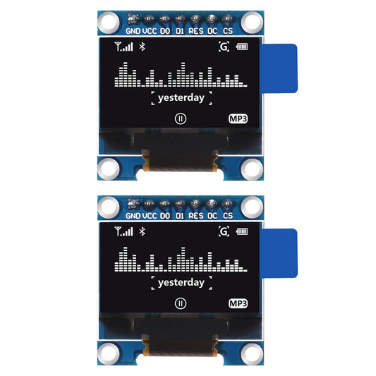 MELIFE 2Pcs 0.96" SSD1306 7 Pin SPI OLED Display, 0.96 Inch Module 128X64 Module DC3-5V for Arduino - White