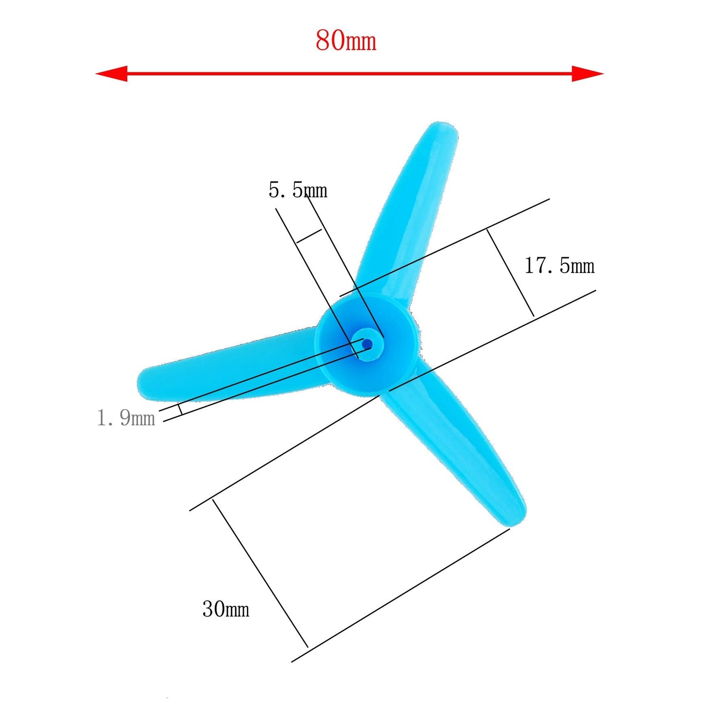 nw 40pcs Micro 2mm Shaft Propeller with 4 Vanes and 3 Vanes,40mm and 80mm Fan Leaves RC Boat Propeller Micro DC Motor Propeller for DIY Science and Toys
