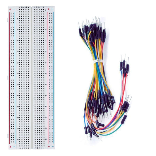 MB-102 Solderless Breadboard with 65 Male to Male Jumper Wires - Electronics Prototyping Kit